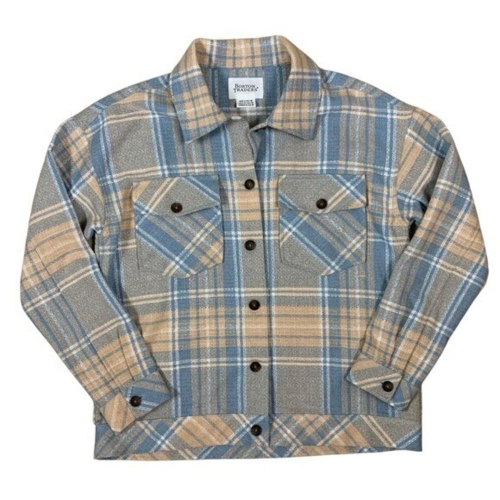 Boston‎ Traders Plaid Flannel Shacket Jacket Button Front Midweight Workwear M